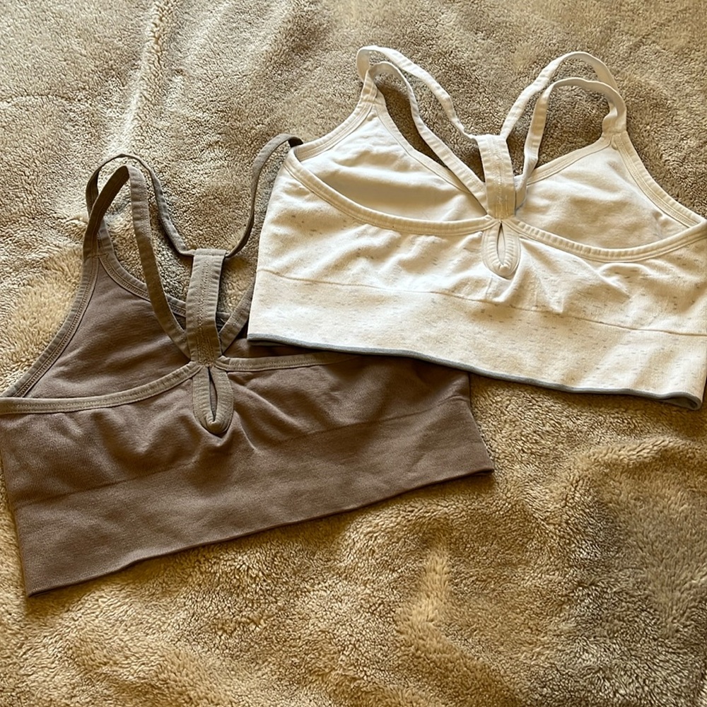 New Balance Sports Bras in Brown and White - Picture 2 of 2